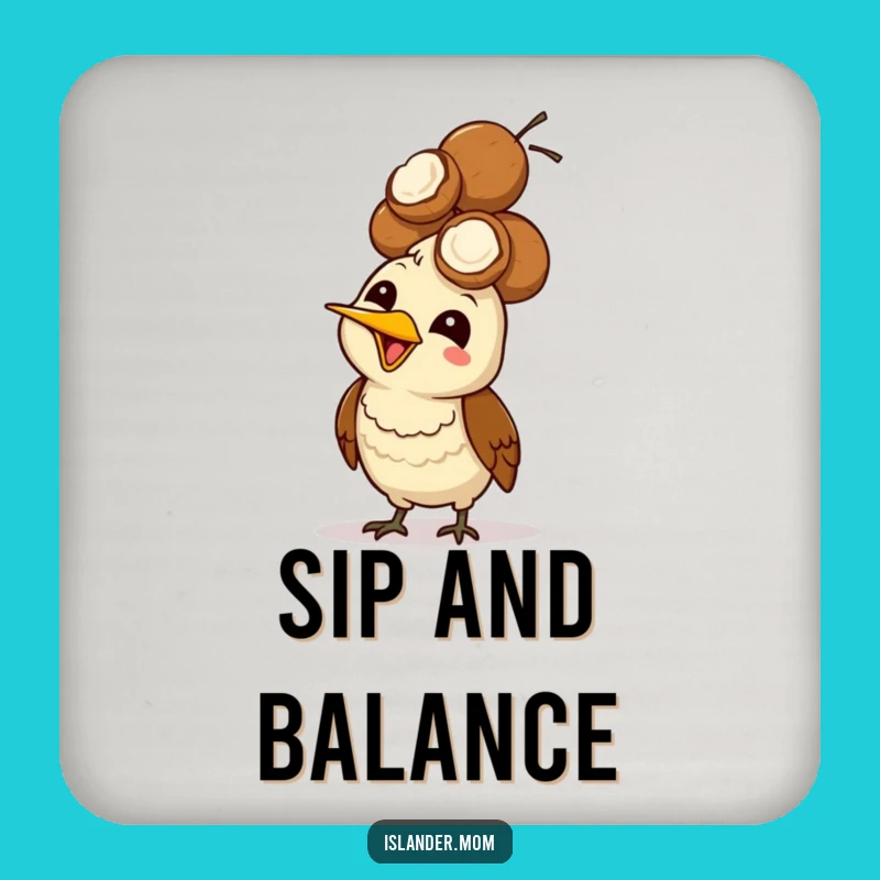 Funny Mama Bird Coconut Coaster: Tropical Balance and Giggle Protection
