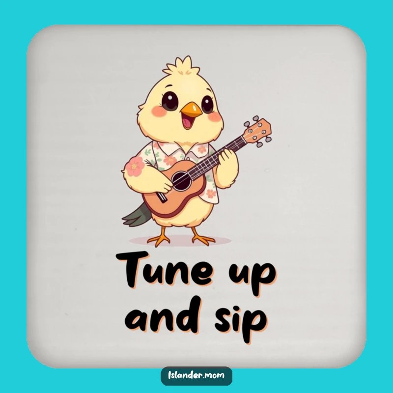 Funny Mama Bird Ukulele Coaster: Musical Protection with Floral Charm