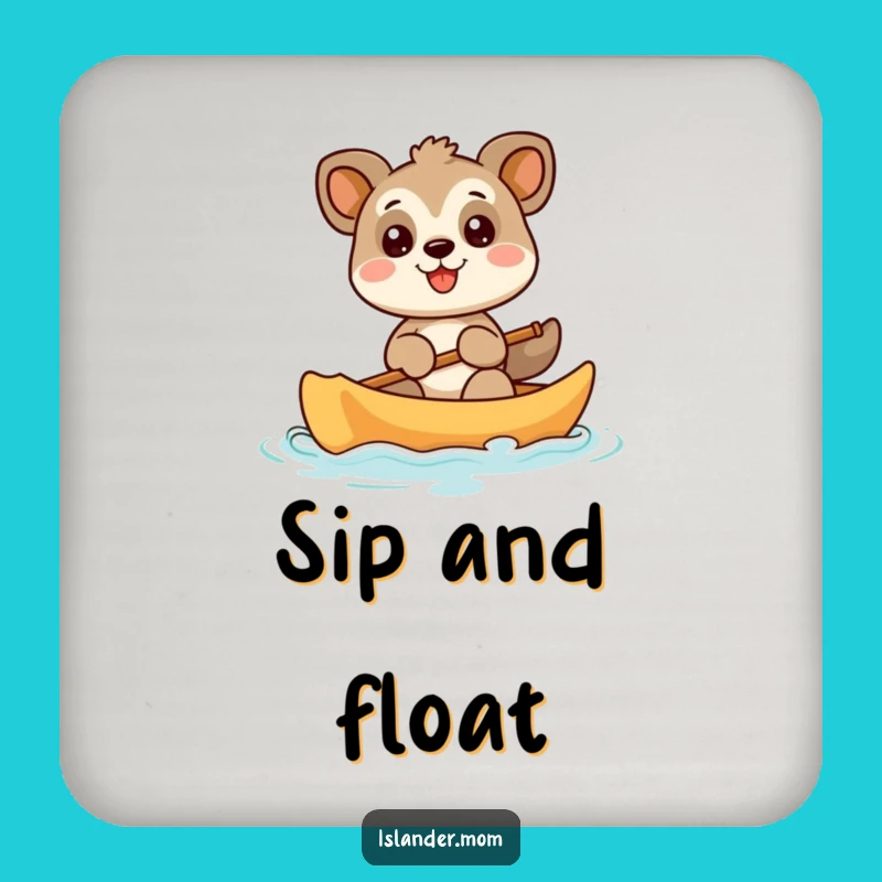 Funny Animal Canoe Drink Coaster: Protect Surfaces with Paddling Fun