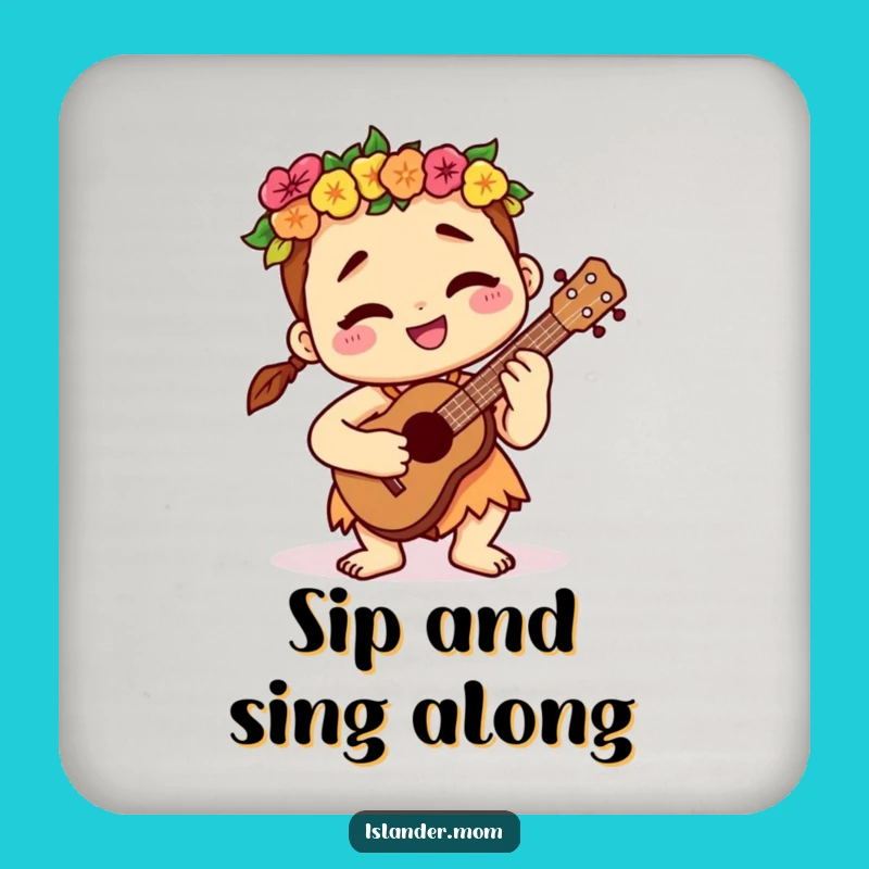 Funny Islander Ukulele Coaster Set - Musical Table Protection Gift