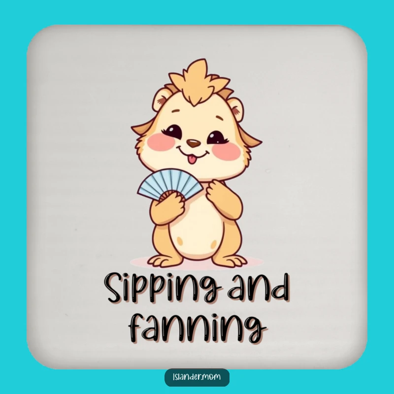 Funny Islander Mom Animal Coaster Set: Fanning Smile, Tropical Protection