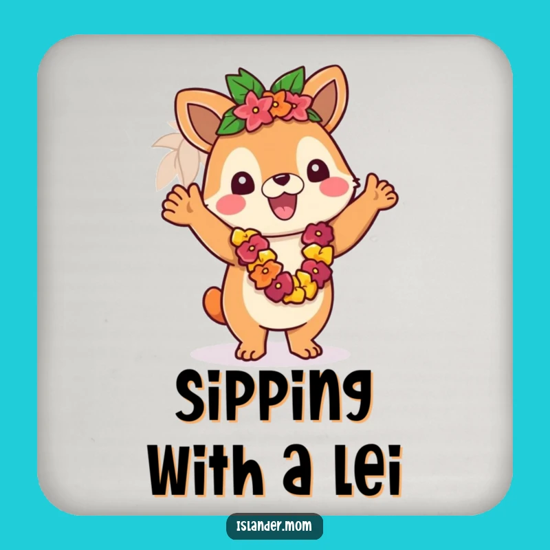 Funny Islander Lei Greeting Coasters - Tropical Drink Protection