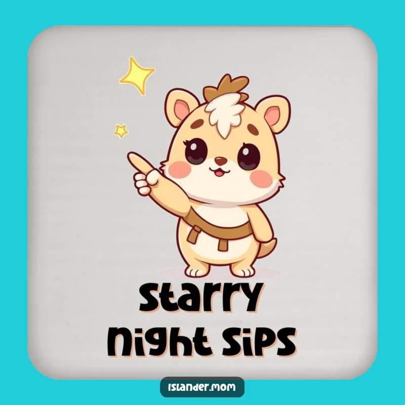 Funny Curious Islander Animal Star Coasters: Protect Surfaces with Cosmic Humor