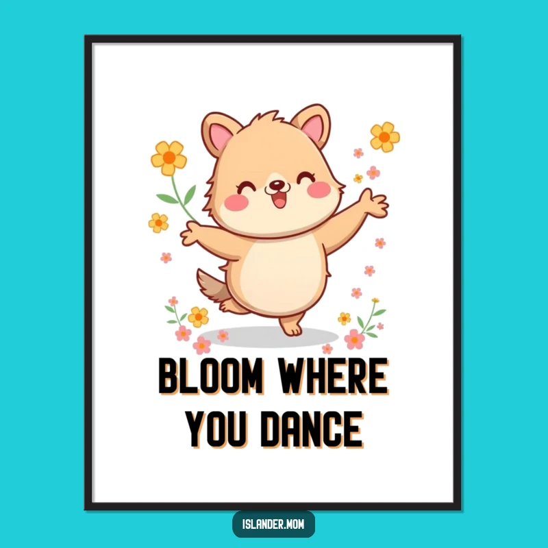Funny Kawaii Dancer Poster: Vibrant Wall Art, Energetic Animal Illustration, Inspiring Funny Gift