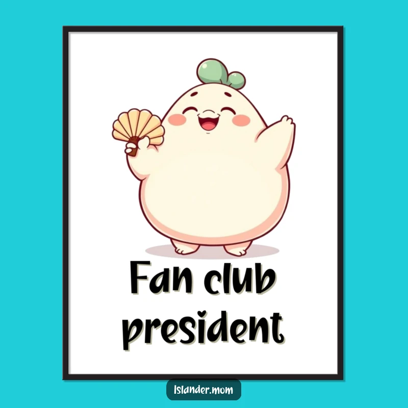 Funny Rotund Fan Character Poster: Cheerful Wall Art with Humor