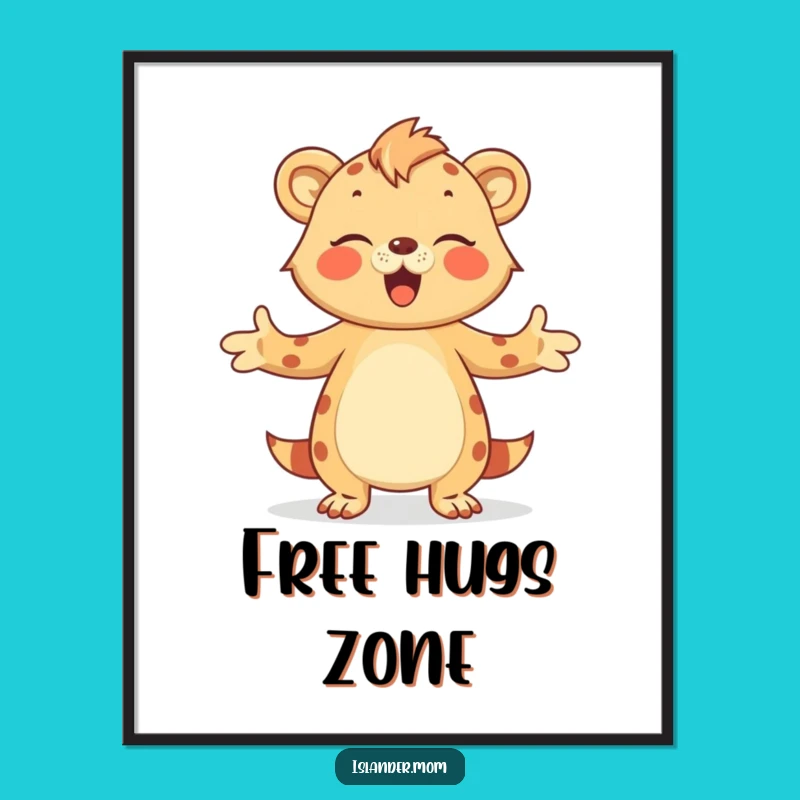 Funny Hug Islander Mom Animal Poster - Heartwarming Tropical Art!