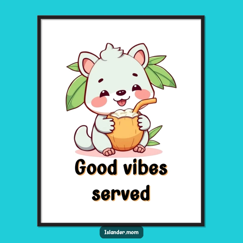 Funny Coconut Drink Animal Poster, Art of Sharing Happiness