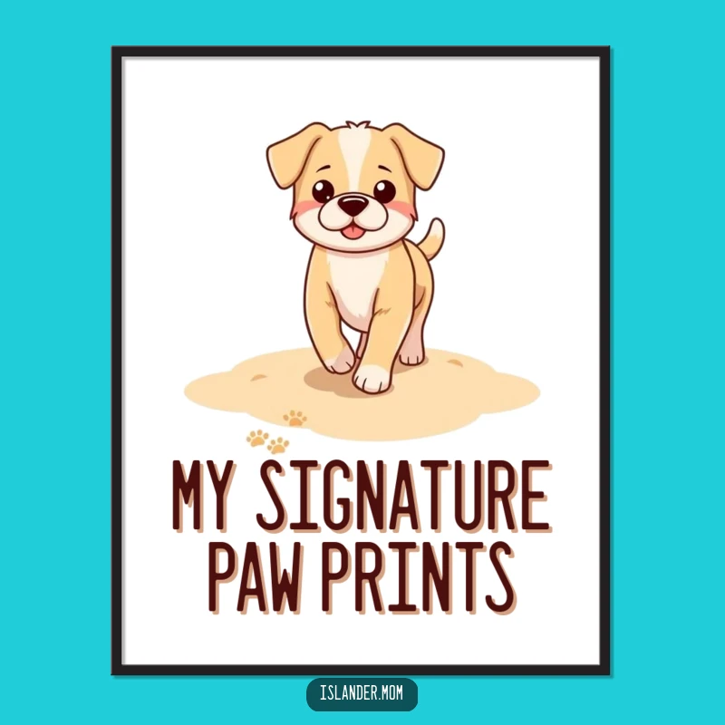 Funny Dog Beach Paw Prints Poster: Bring the Serenity of the Beach Home