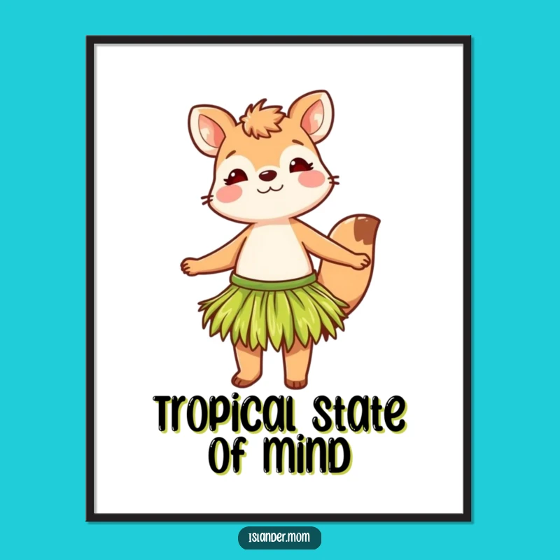 Funny Grass Skirt Animal Poster: Bring Island Vibes and Laughter Home Today!