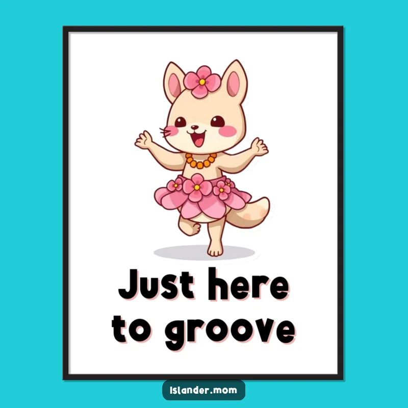 Funny Island Animal Poster, Hilarious Tropical Dancer Wall Art Gift