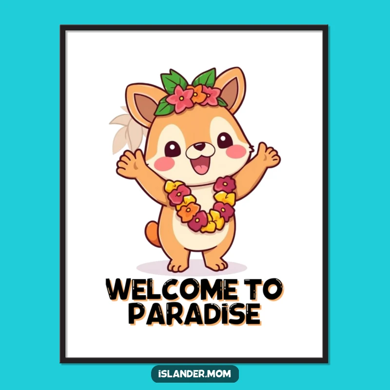 Funny Islander Lei Greeting Poster - Tropical Animal Wall Art