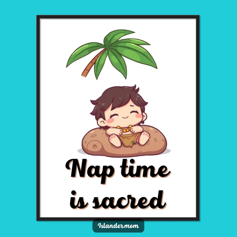 Funny Kawaii Islander Palm Tree Poster: Relaxing Wall Art & Gift