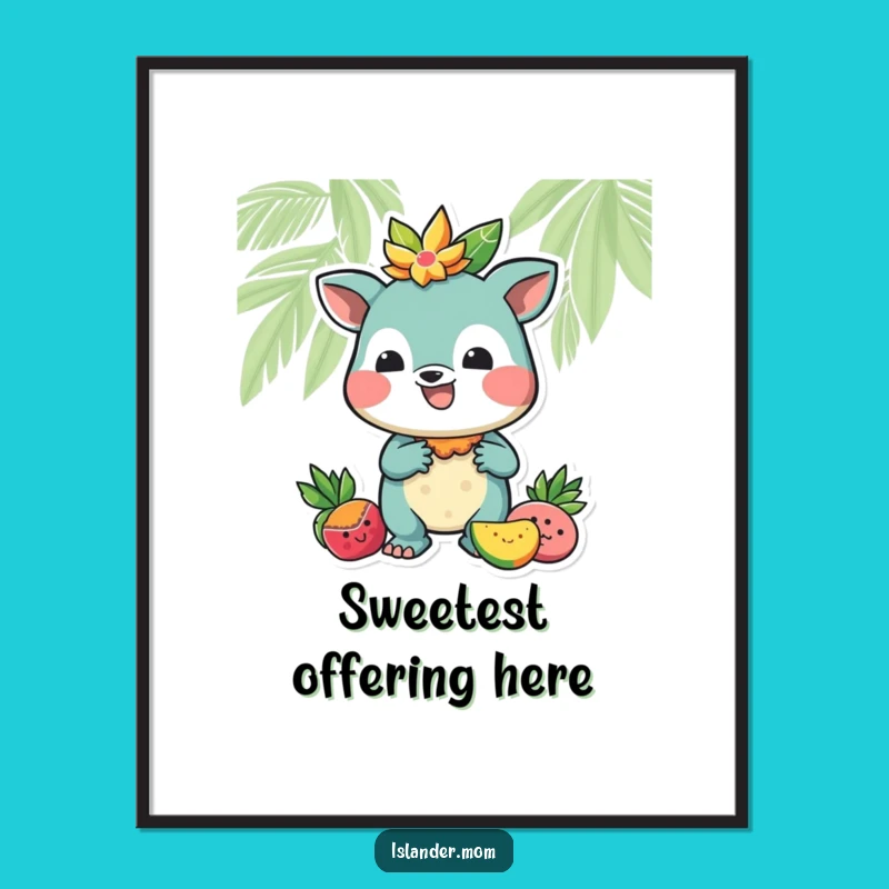 Funny Tropical Fruit Poster, Hilarious Islander Animal Art Gift