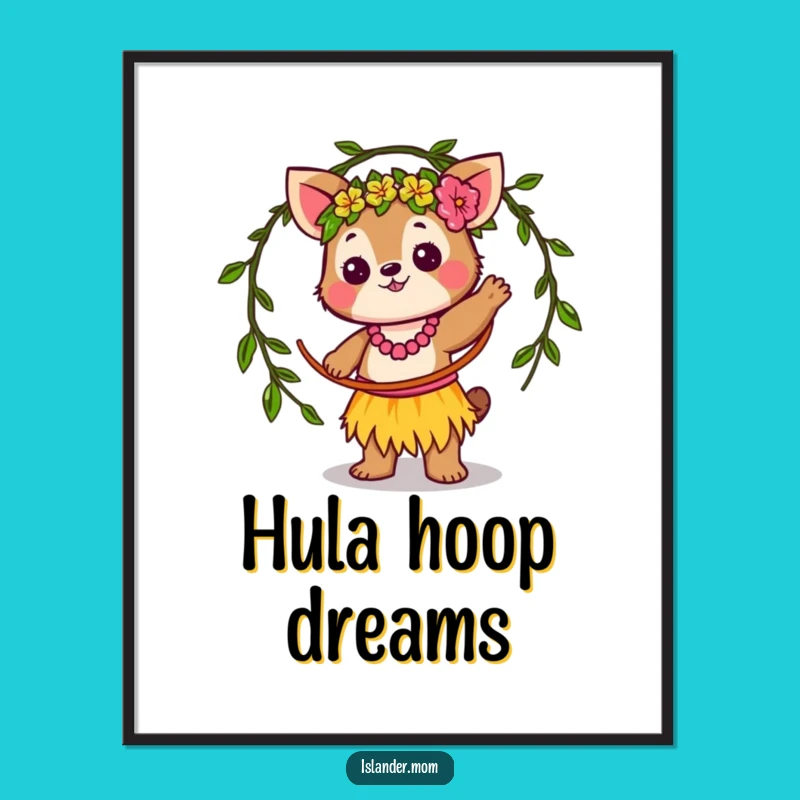 Funny Islander Animal Hula Hoop Poster: Hilarious Tropical Wall Art for Joyful Spaces