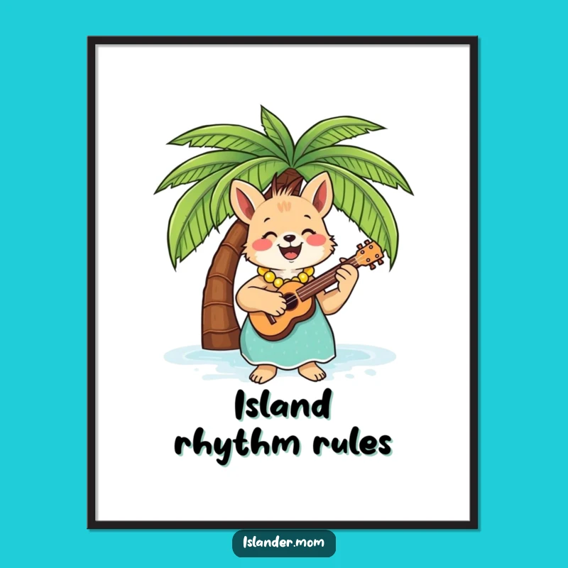 Funny Islander Mom Animal Ukulele Poster - Tropical Music Art!