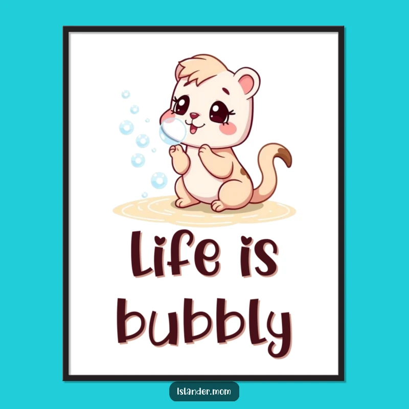 Funny Islander Mom Animal Poster: Beach Bubbles, Playful Wall Art