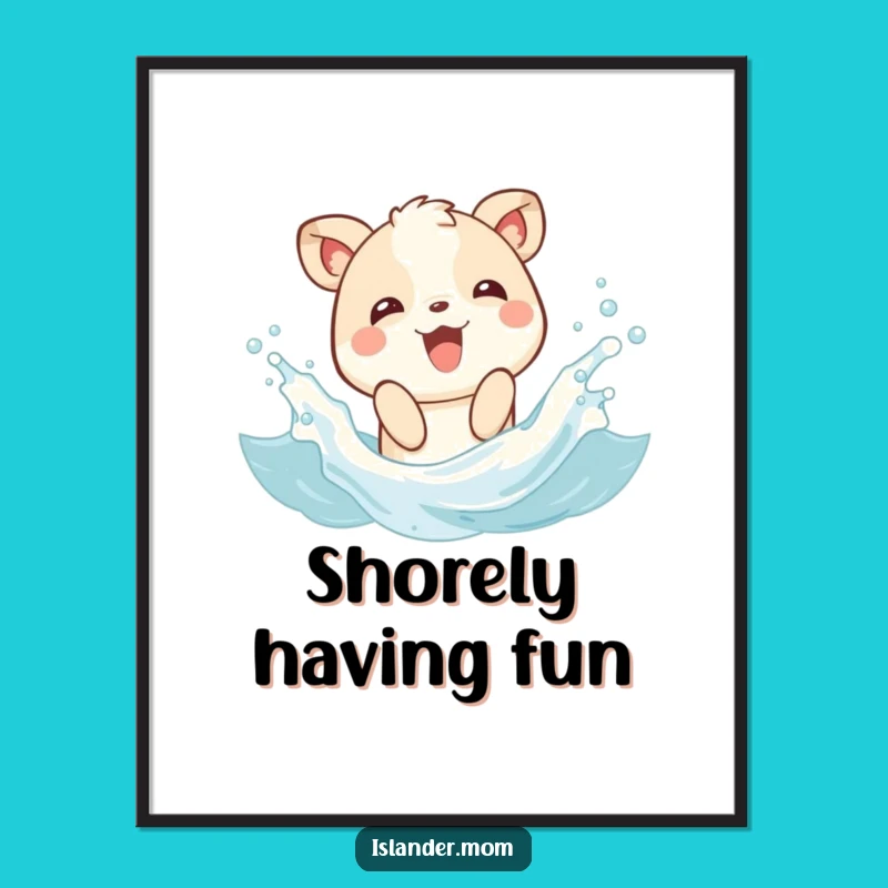 Funny Splashing Animal Wave Poster: Bring Beach Bliss Home Today!