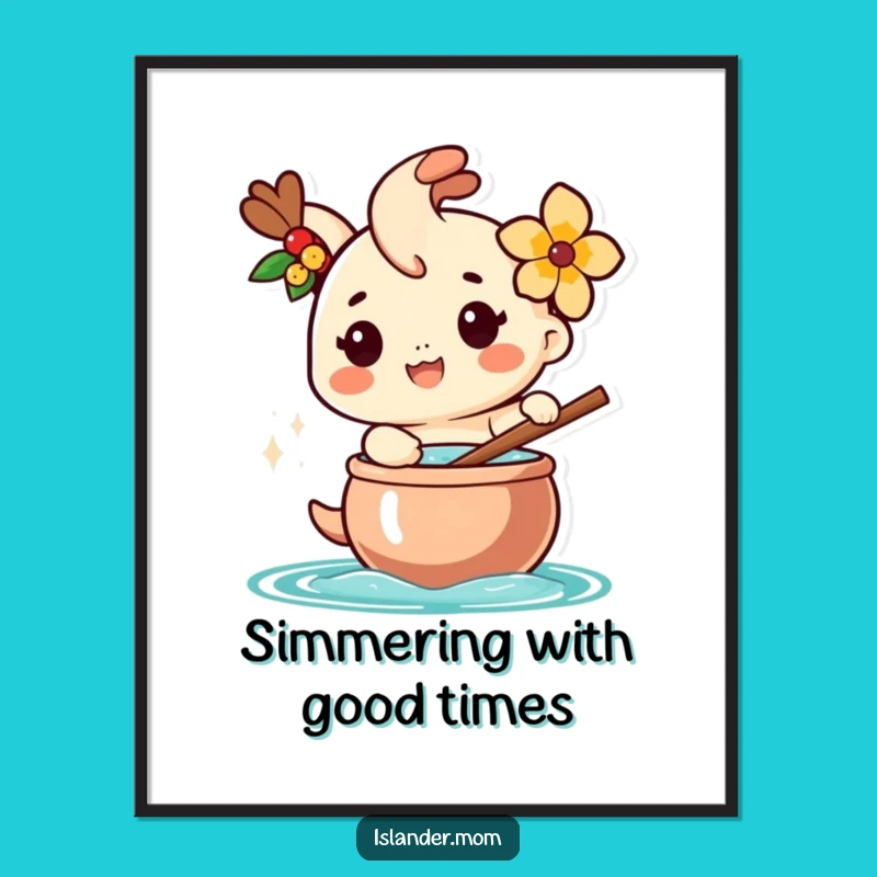 Funny Islander Chef Poster: Happy Character's Cooking Brings Island Joy, Perfect Funny Gift