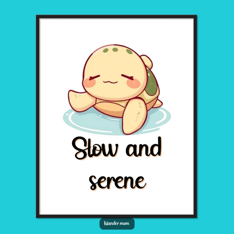 Funny Sea Turtle Zen Poster: Relaxed Ocean Art Print Funny Gift