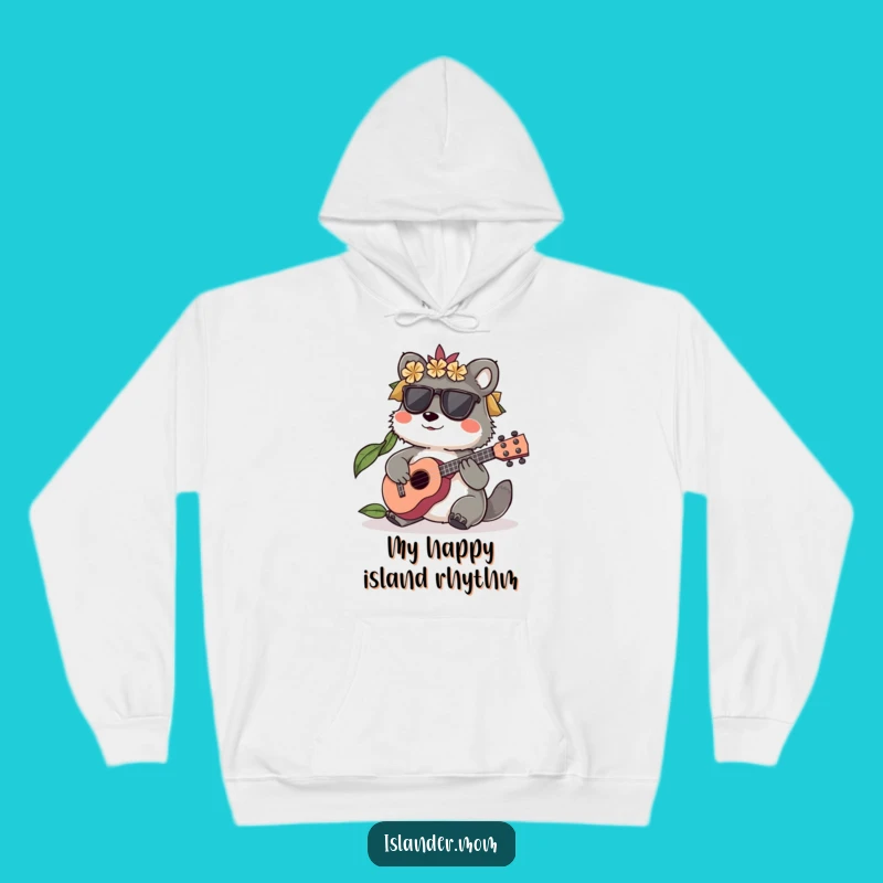 Cozy Funny Islander Animal Hoodie: Ukulele Player for Warm, Musical Vibes