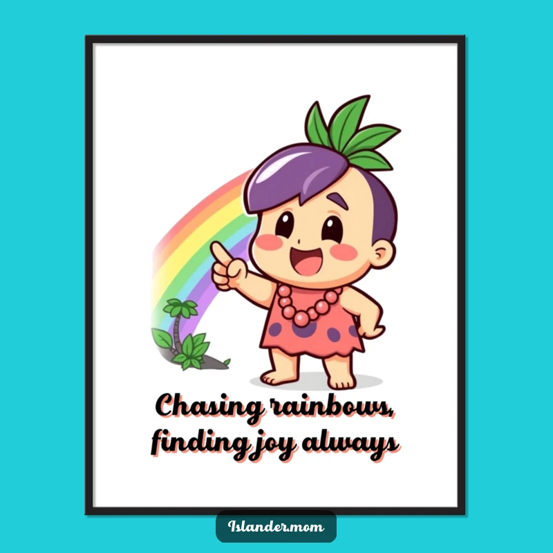Free Printable Wall Art: Funny Islander Rainbow Scene, Vibrant Downloadable Art!