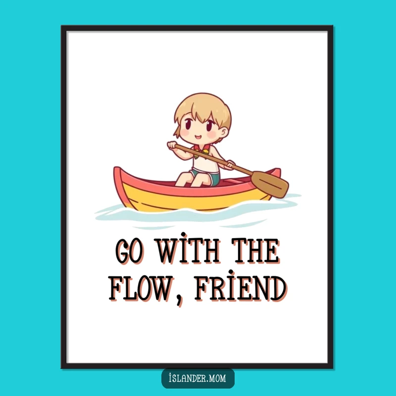 Free Printable Wall Art: Canoe Character Funny Downloadable Art Gift