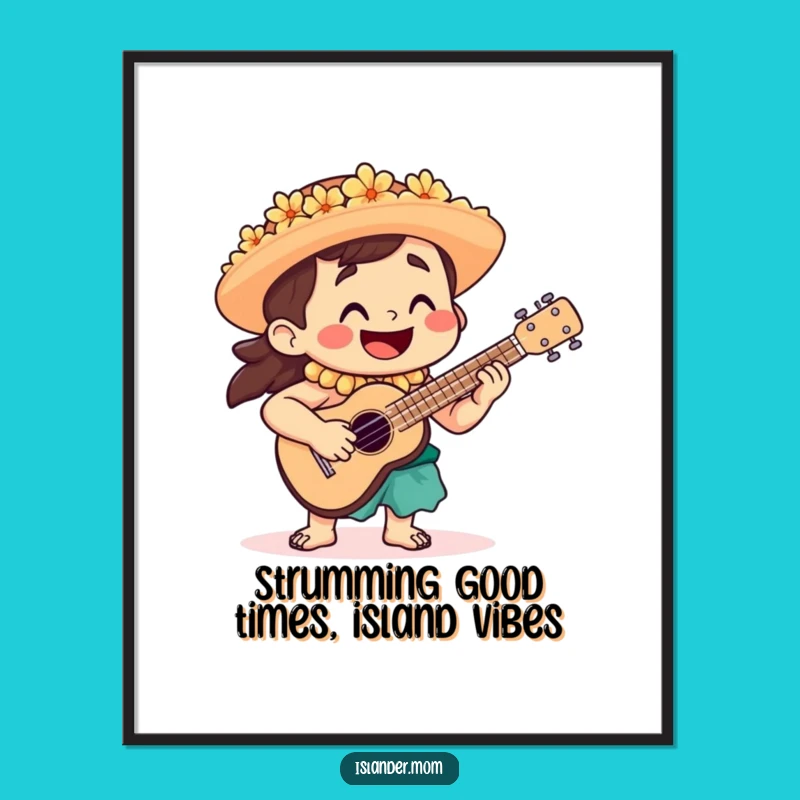 Free Printable Wall Art: Cheerful Islander Ukulele Vibes, Tropical Downloadable Art!