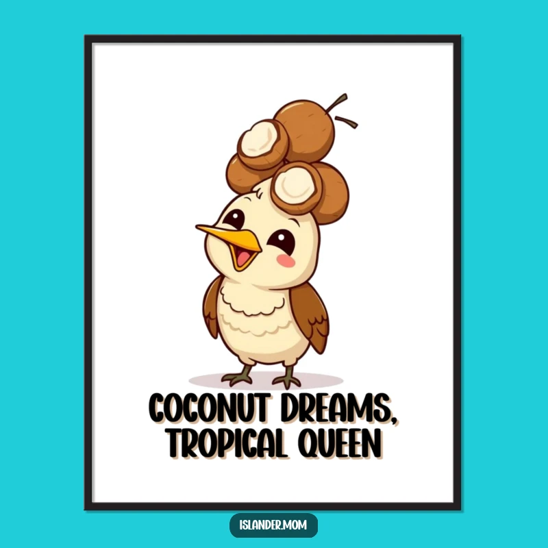 Free Printable Wall Art: Coconut Bird Balance Humorous Downloadable Art Gift