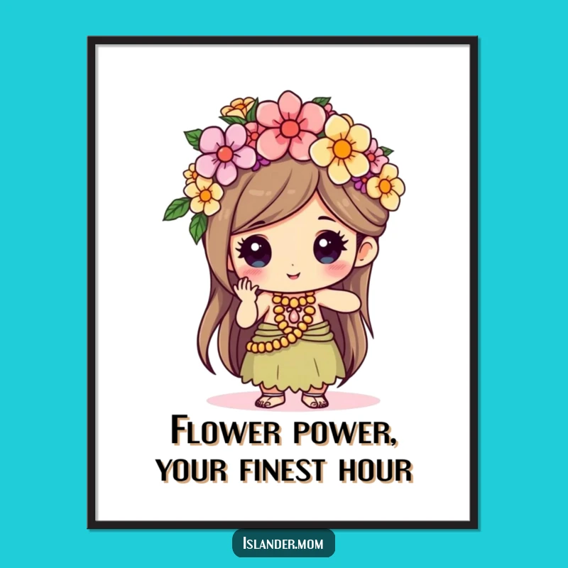 Free Printable Wall Art: Crafty Islander with Flower Crown, Tropical Decor, Funny Downloadable