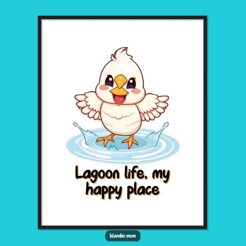 Free Printable Wall Art: Happy Bird Lagoon Splash Humorous Downloadable Art