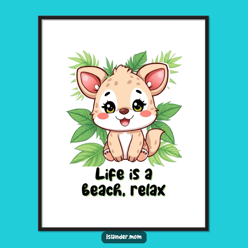 Free Printable Wall Art: Palm Leaf Animal - Tropical Paradise Decor