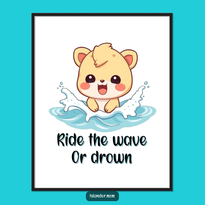 Funny Free Printable Wall Art: Splashing Islander Animal - Tropical Downloadable Art!