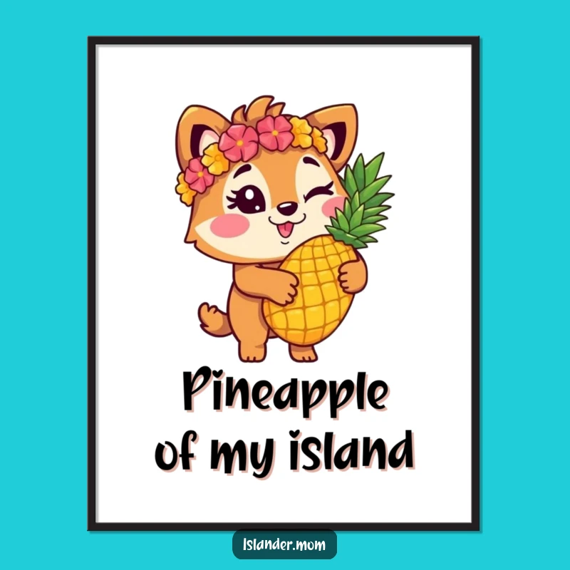 Funny Free Printable Wall Art - Winking Islander Pineapple Tropical Humor Downloadable Art