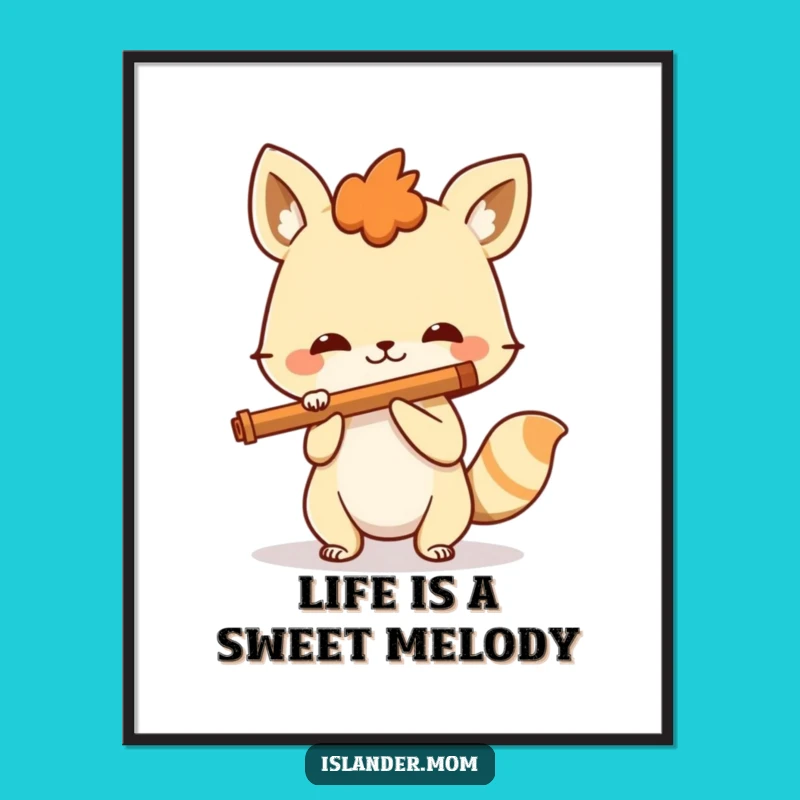 Free Printable Wall Art: Grinning Flute Animal - Cheerful Musical Decor