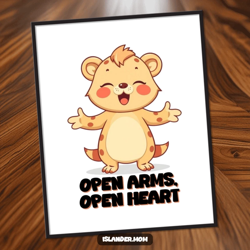 Funny Free Printable Wall Art: An islander mom animal extends open arms for a welcoming and warm embrace.