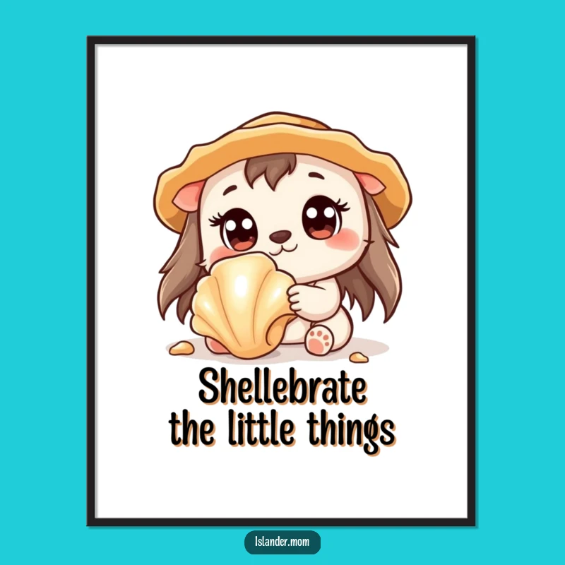 Funny Free Printable Wall Art: Surprised Islander Animal & Seashell!