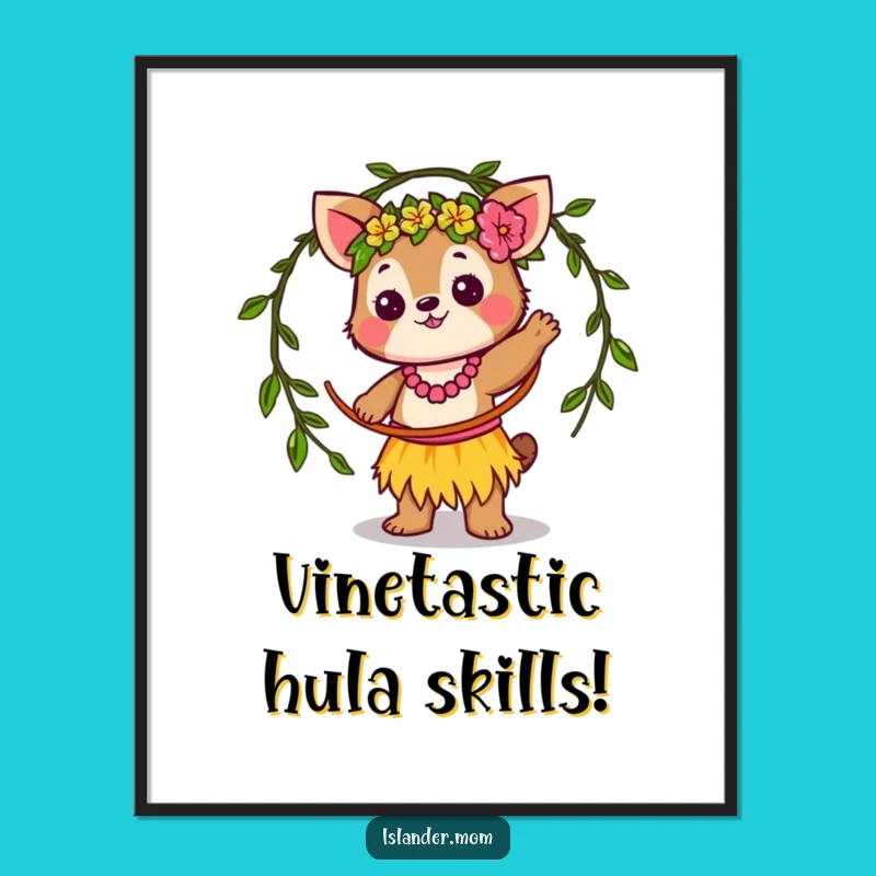 Funny Free Printable Wall Art: Kawaii Islander Animal Hula Hoop - Quirky Downloadable Decor Gift!