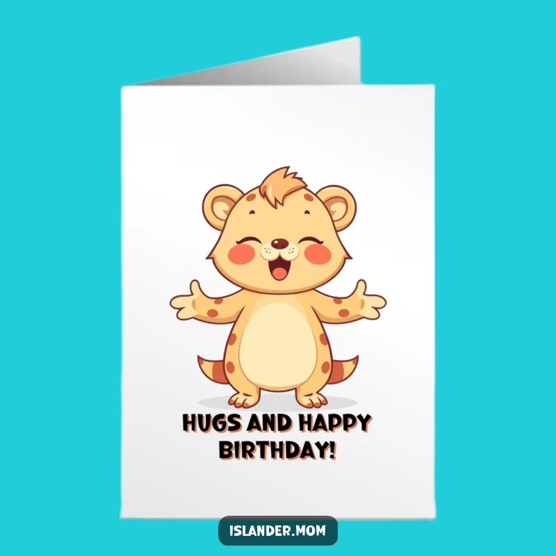 Free Printable Birthday Card: Cozy Islander Mom Hug for a Lovingly Happy Birthday