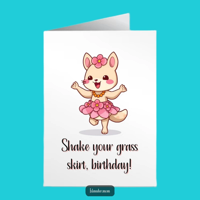 Free Printable Birthday Card: Dancing Islander Animal Fun