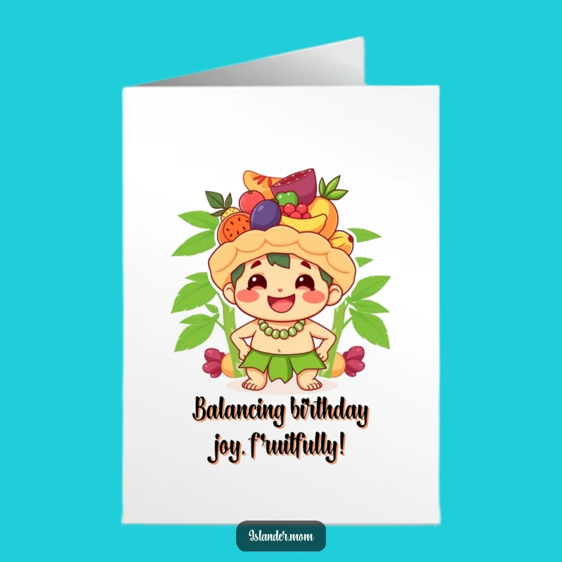 Free Printable Birthday Card: Fruit Hat Islander Funny Downloadable Gift for Sweet Celebrations