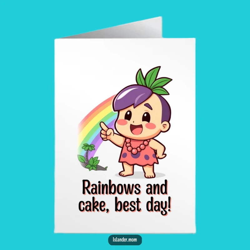 Free Printable Birthday Card: Funny Islander Rainbow Greeting, Perfect DIY Gift!