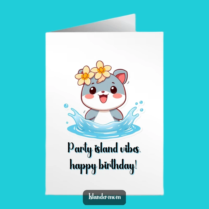 Free Printable Birthday Card: Islander Animal Splashing! Funny Downloadable Gift for Tropical Birthday Fun