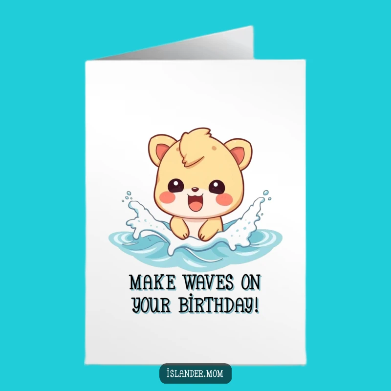 Free Printable Birthday Card: Splashing Islander Animal - Fun Downloadable Gift!