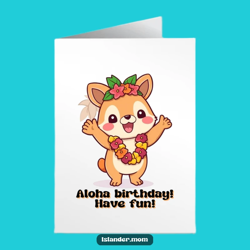 Free Printable Birthday Card: Waving Islander Animal - Festive Downloadable Gift!