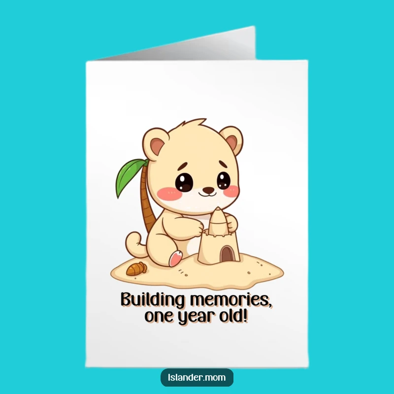Free Printable Birthday: Cute Islander Animal Sandcastle Builder Funny Downloadable Gift Card