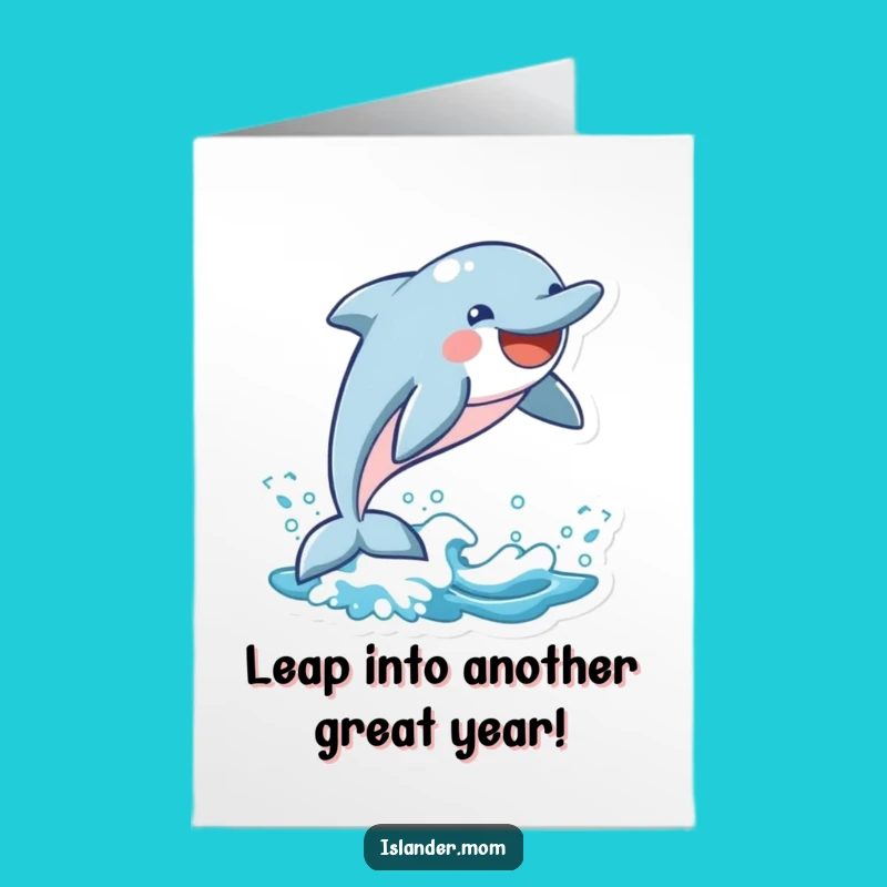 Free Printable Funny Dolphin Birthday Card - Leaping Wave Downloadable Joyful Gift