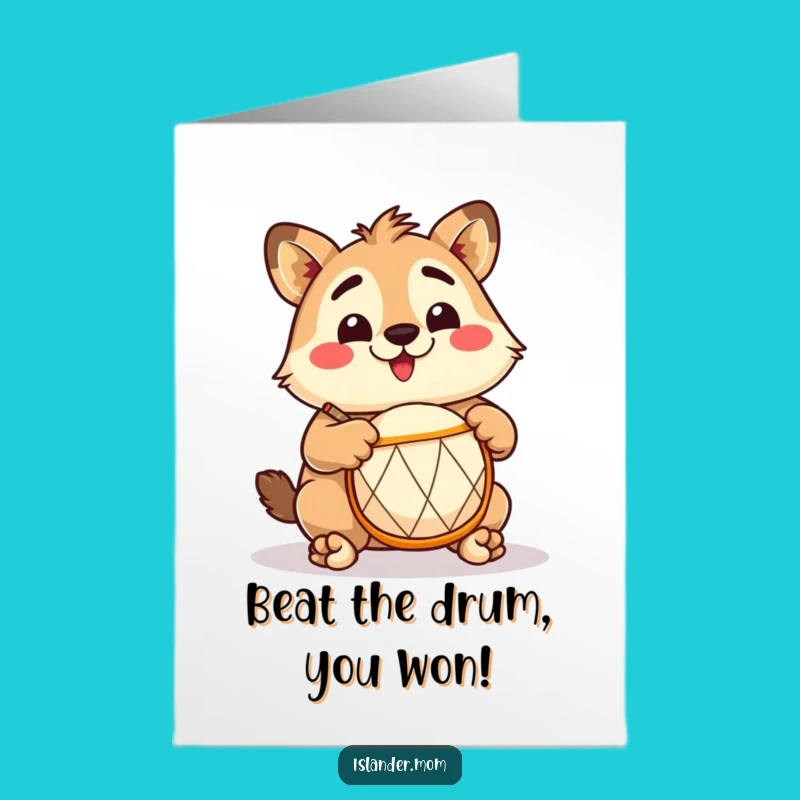 Free Printable Congrats Card: Islander Drum Beat DIY Humor Downloadable Gift