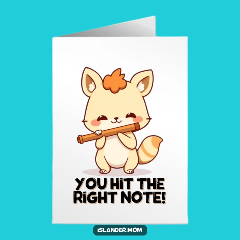 Free Printable Congrats Card: Grinning Flute Player - Celebrate with Melody