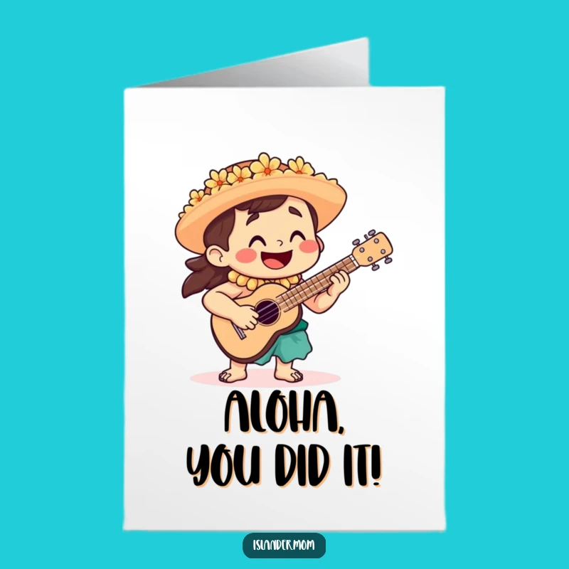 Free Printable Congrats Card: Happy Islander Ukulele Tune, Festive Download!