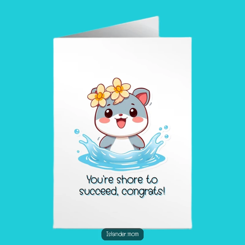 Free Printable Congrats Card: Islander Animal Splashing! Funny Downloadable for Celebrations, Great DIY Gift